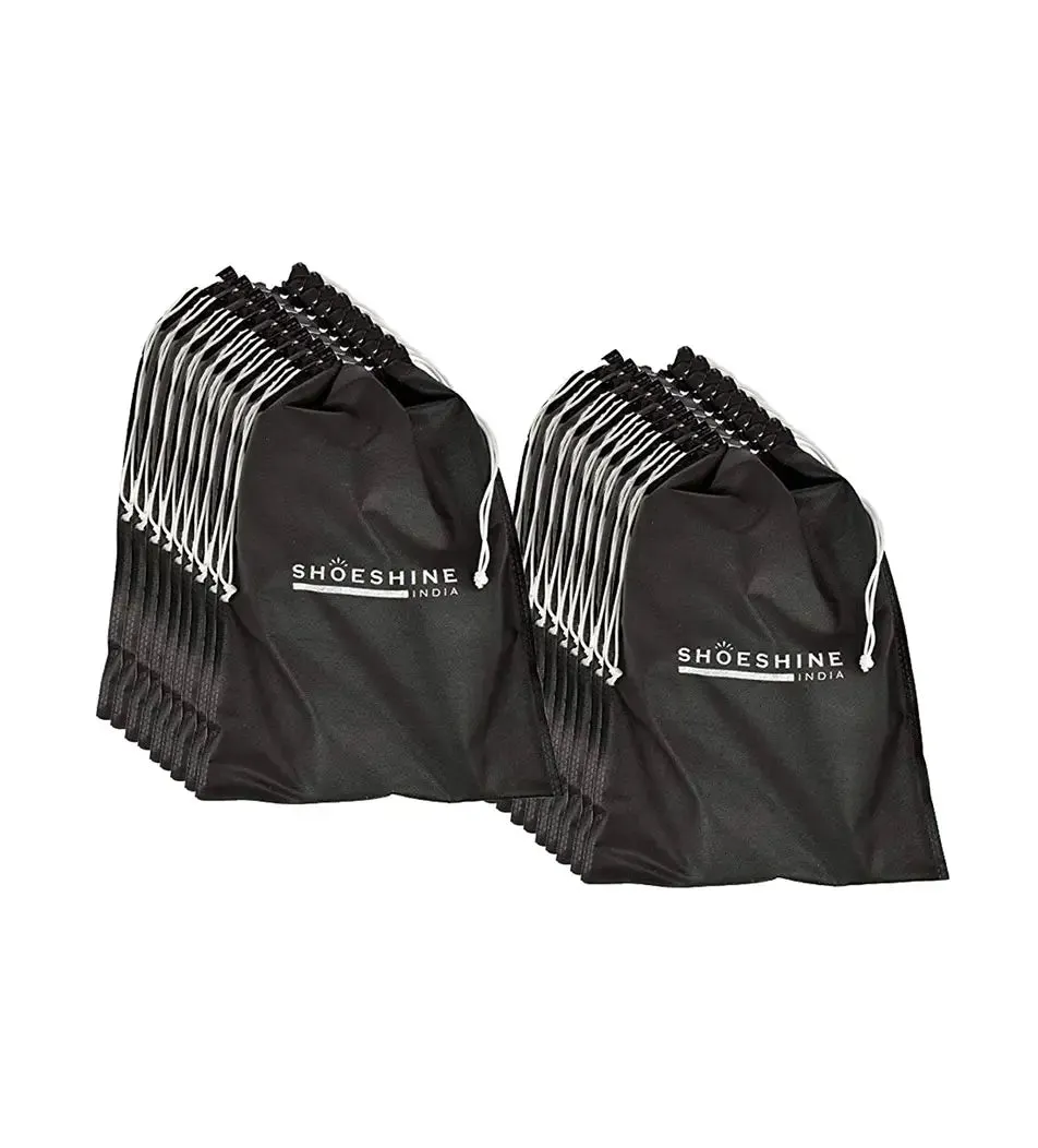SHOESHINE Shoe Bag (Pack of 24) Shoe Storage bag for home & travel - Black & Beige