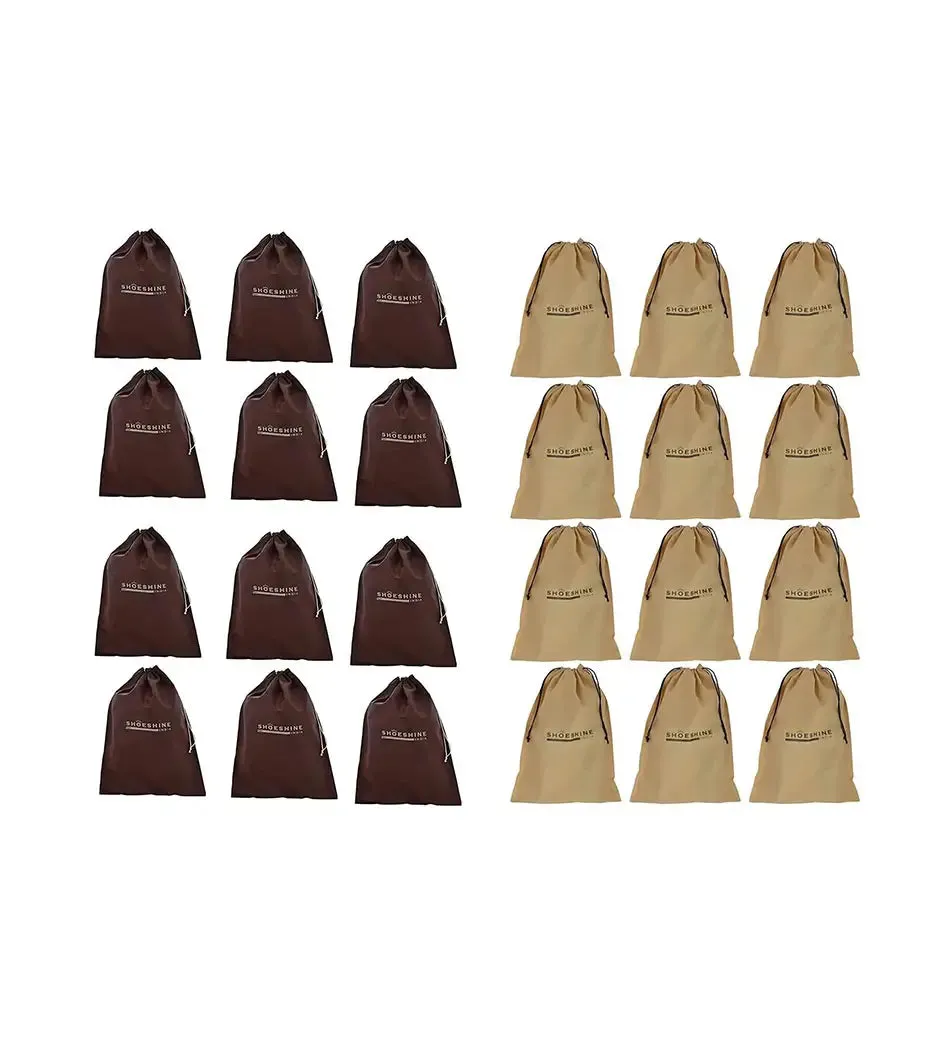 SHOESHINE Shoe Bag (Pack of 24) Shoe Storage bag for home & travel - Black & Beige