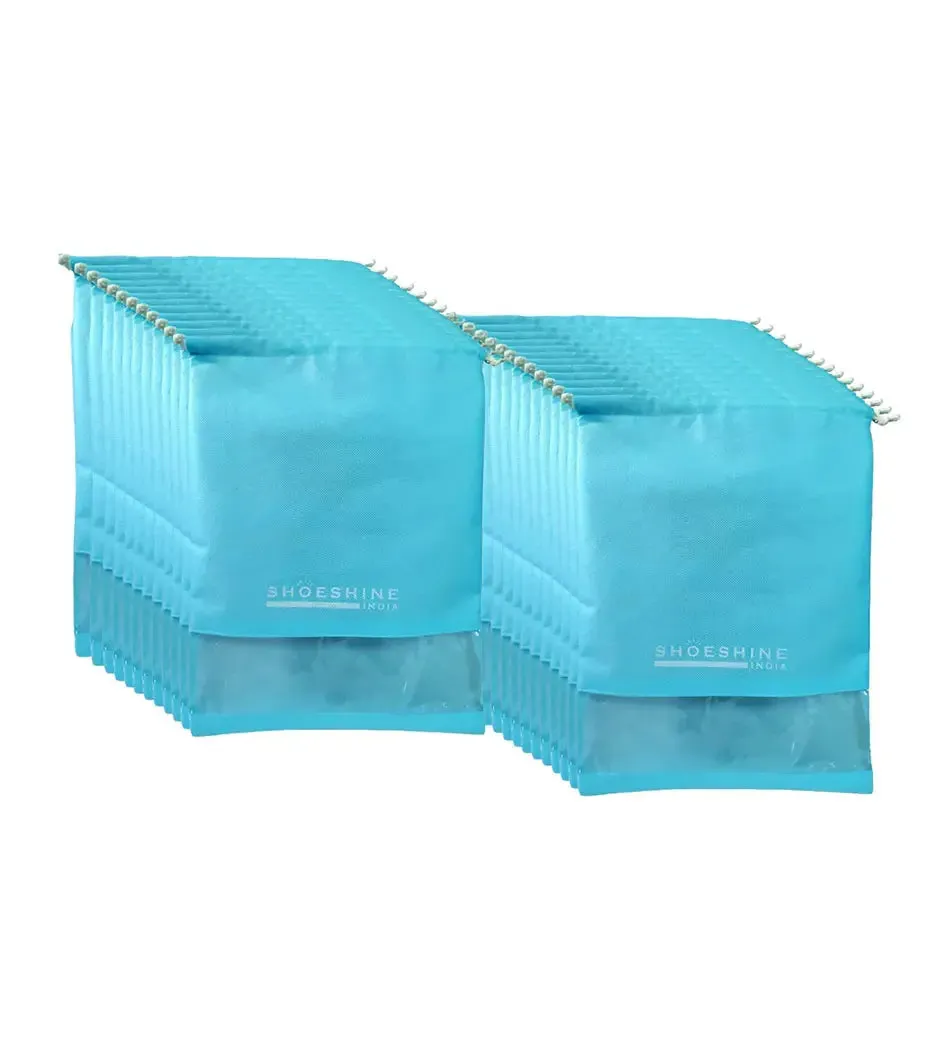 SHOESHINE Shoe Bags (Pack of 12) Travel Shoe Pouch - Beige with White Dori