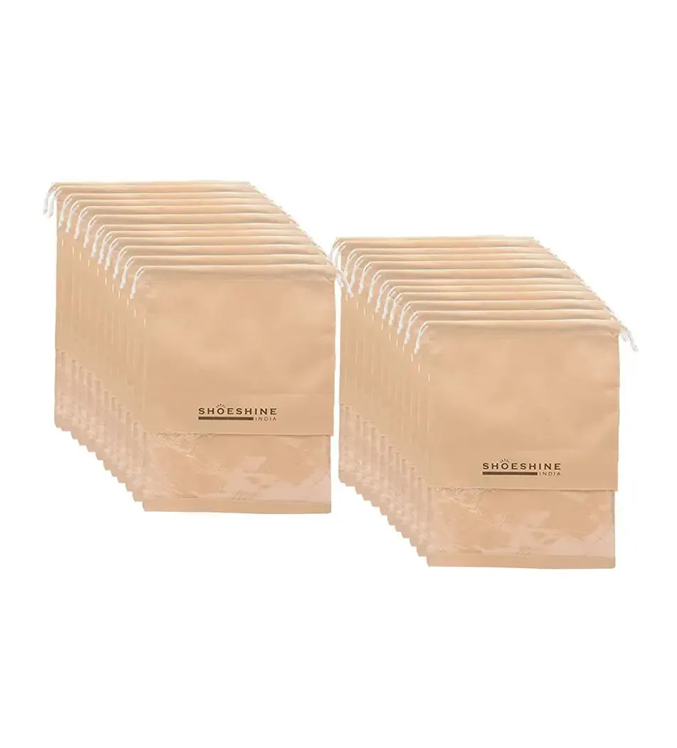 SHOESHINE Shoe Bags (Pack of 12) Travel Shoe Pouch - Beige