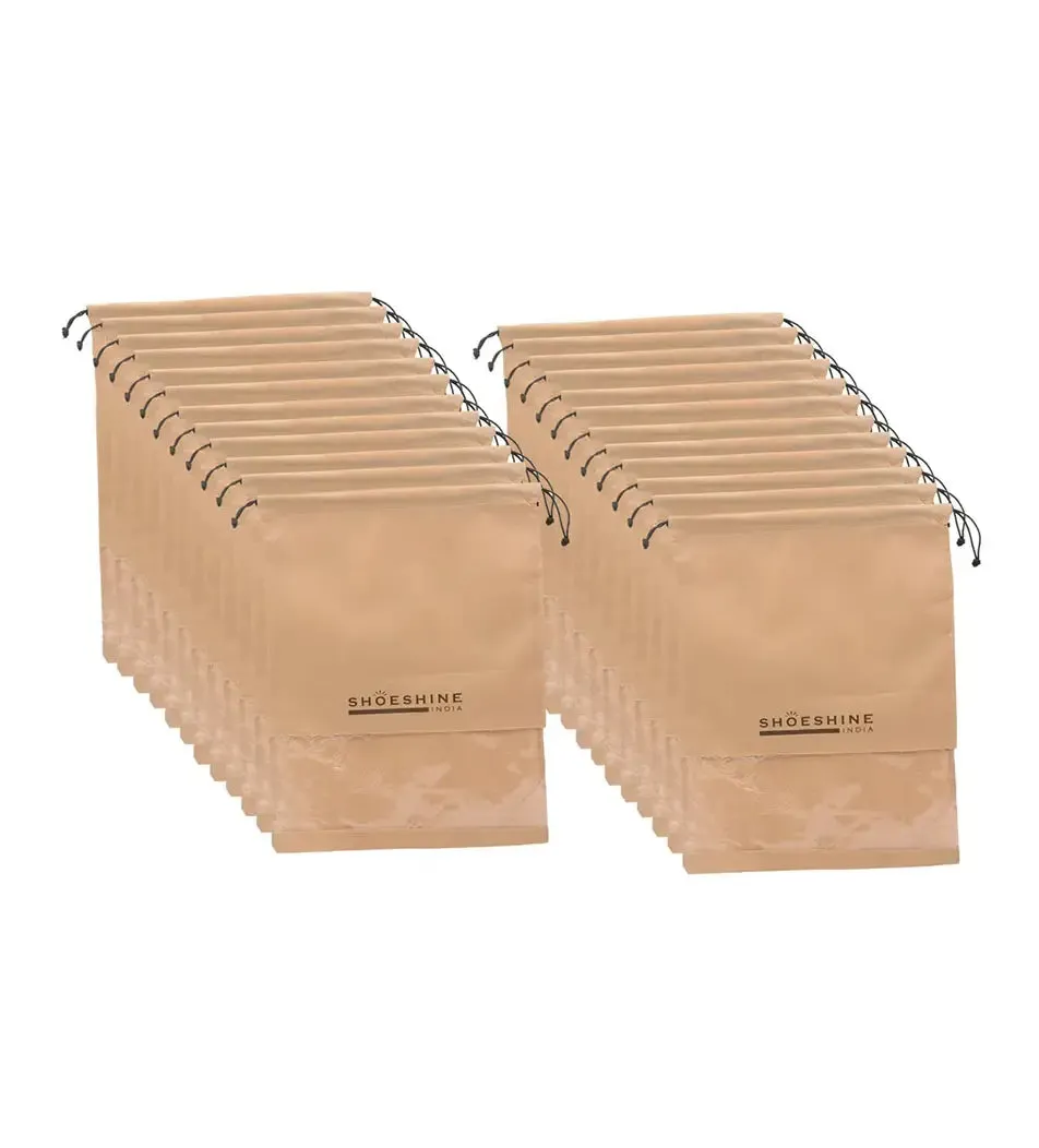 SHOESHINE Shoe Bags (Pack of 12) Travel Shoe Pouch - Beige