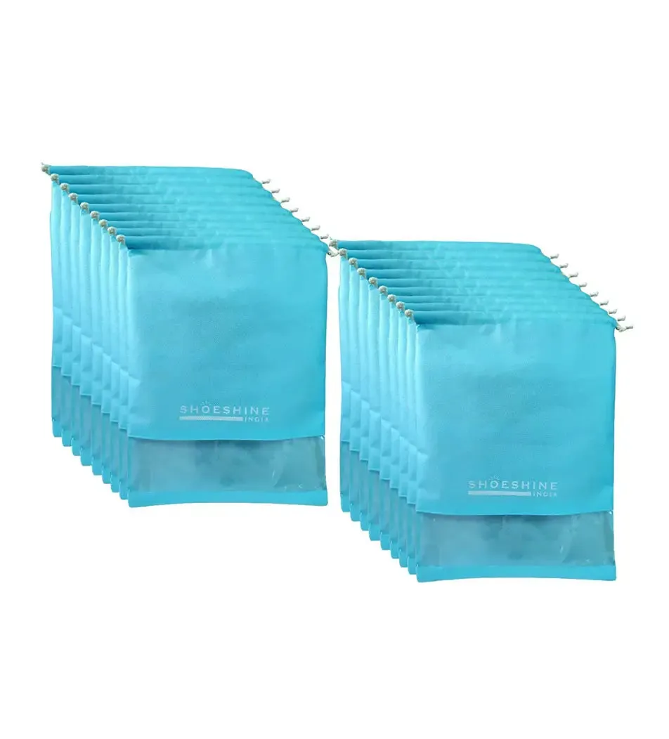 SHOESHINE Shoe Bags (Pack of 12) Travel Shoe Pouch - Black