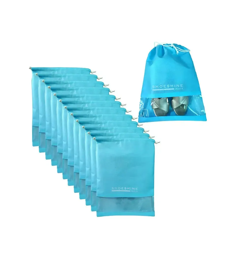 SHOESHINE Shoe Bags (Pack of 12) Travel Shoe Pouch - Black