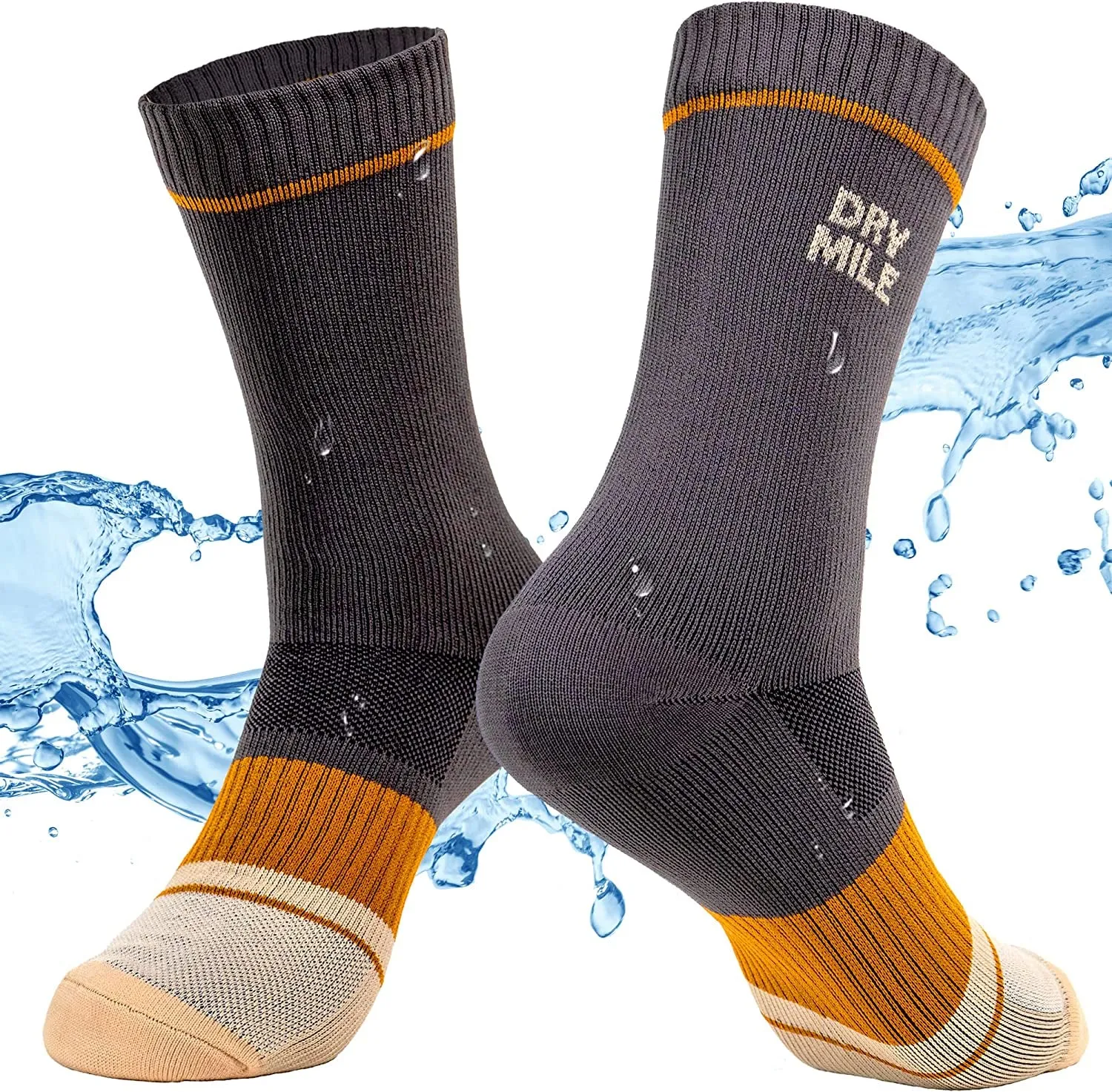 Slim Waterproof Socks, Thin Moisture Wicking Waterproof Socks for Men & Women, Golf, Cycling, Trekking - Crew