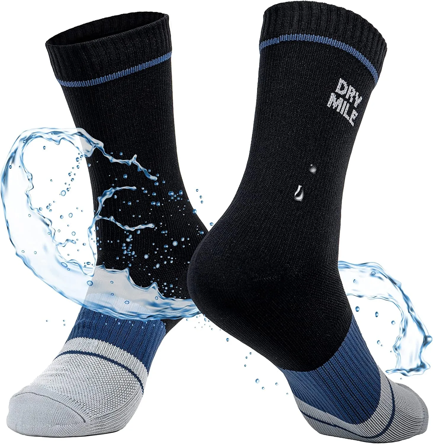 Slim Waterproof Socks, Thin Moisture Wicking Waterproof Socks for Men & Women, Golf, Cycling, Trekking - Crew