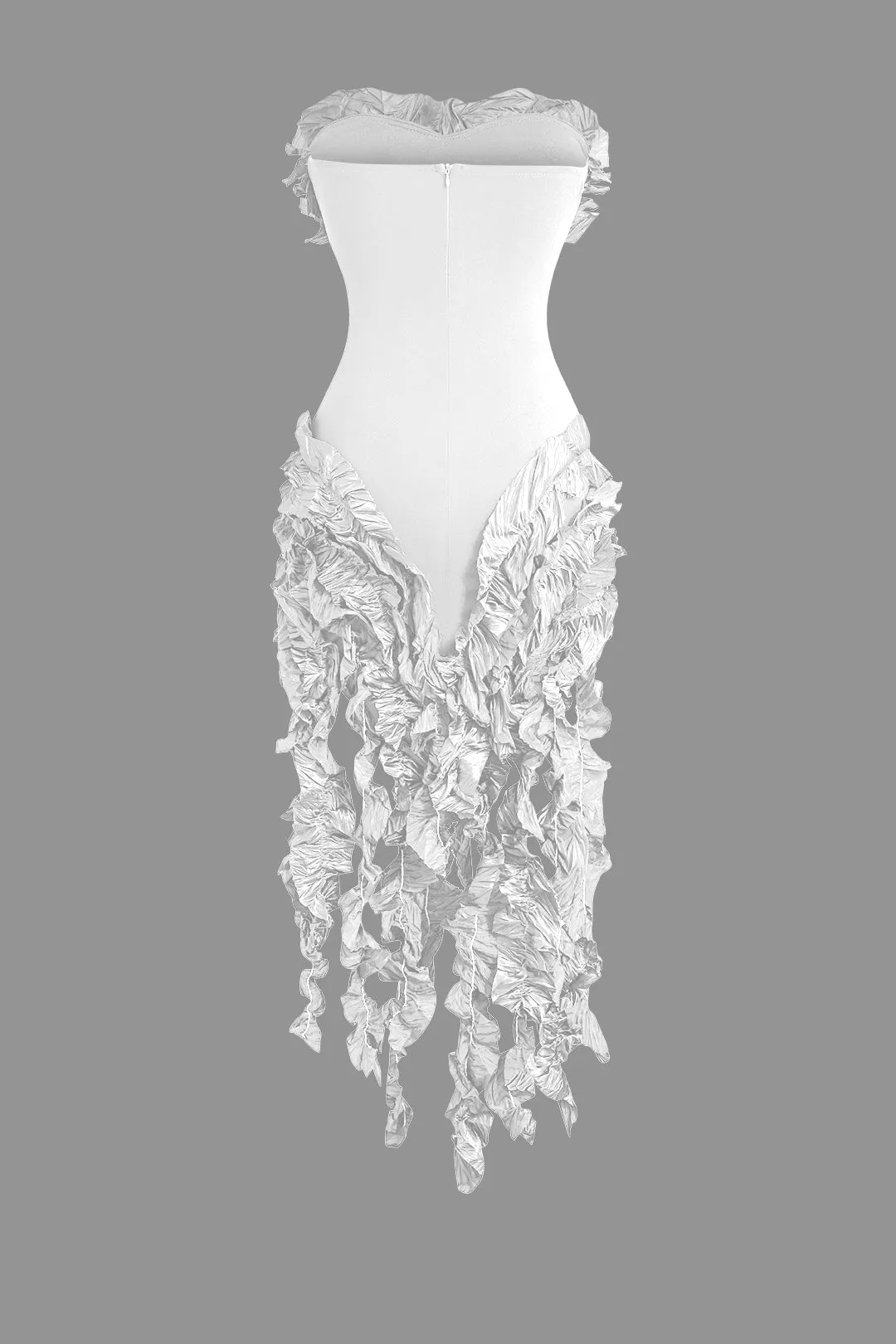 Solid Midi Dress with Ruffle Fringes