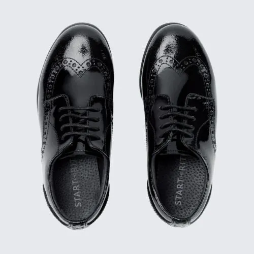 START RITE BROGUE PRI BLACK PATENT