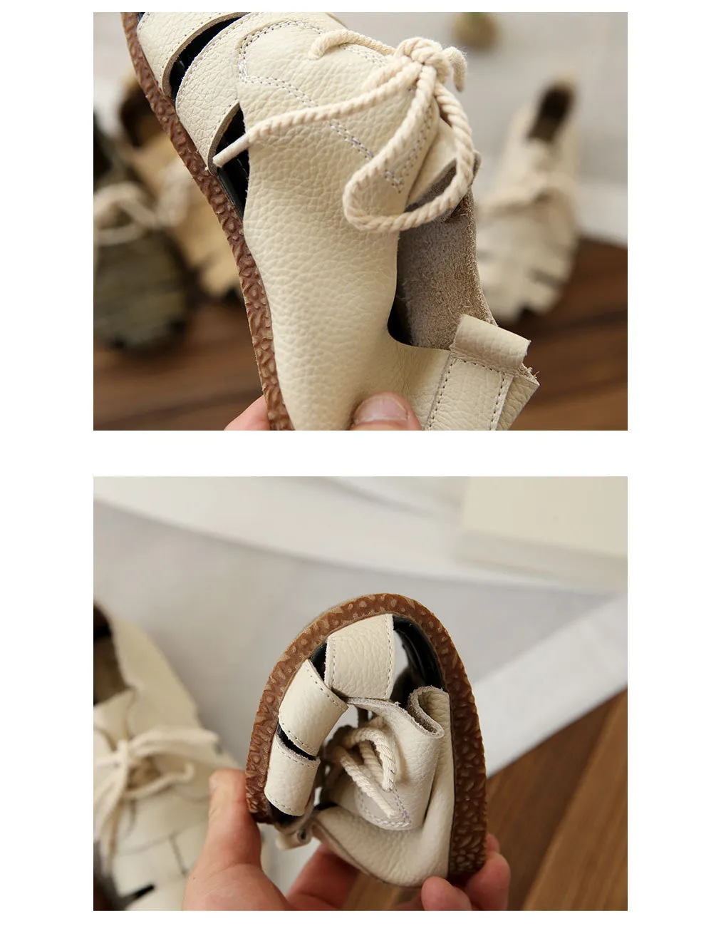 Summer Breathable Leather Woven Retro Flat Shoes