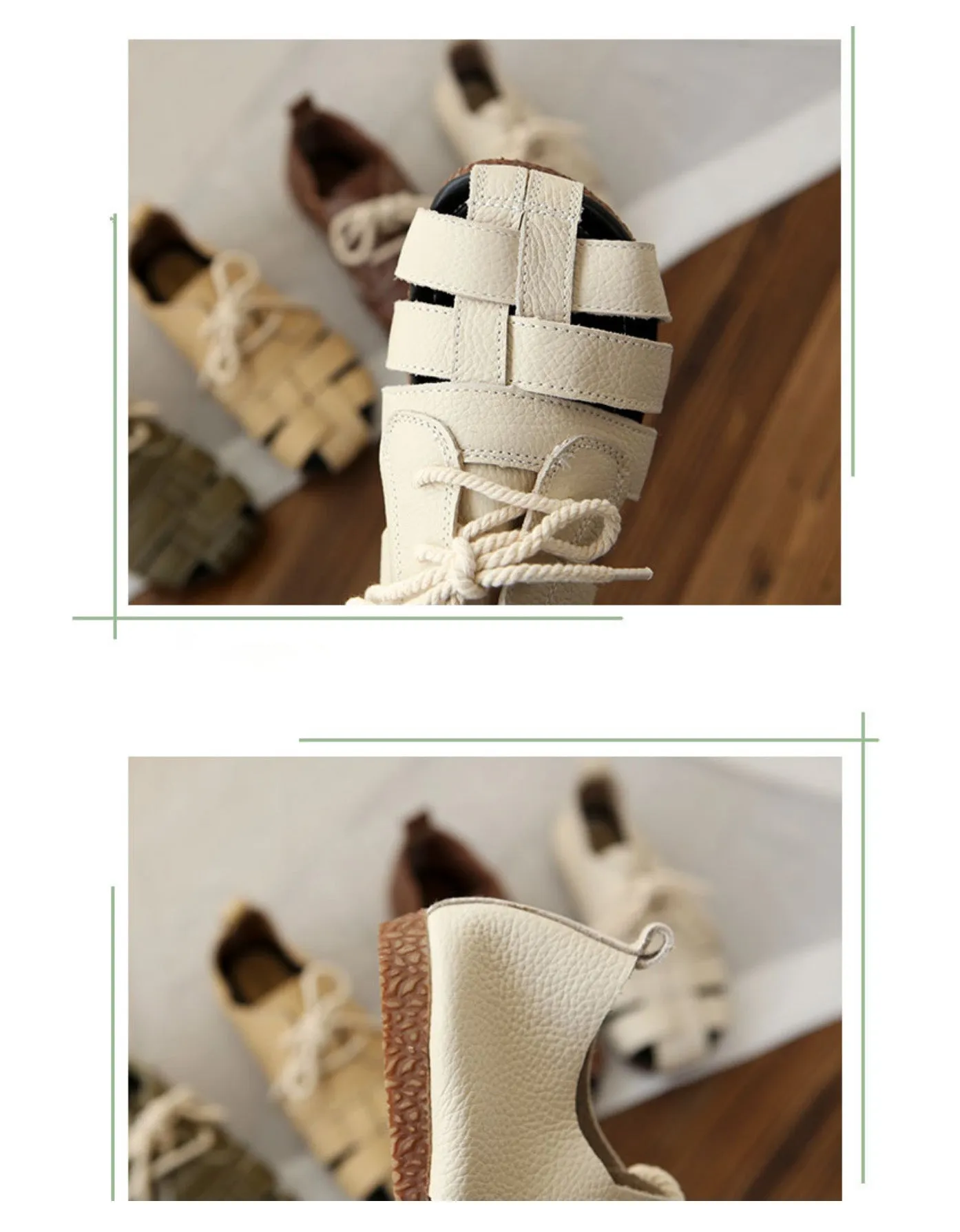 Summer Breathable Leather Woven Retro Flat Shoes