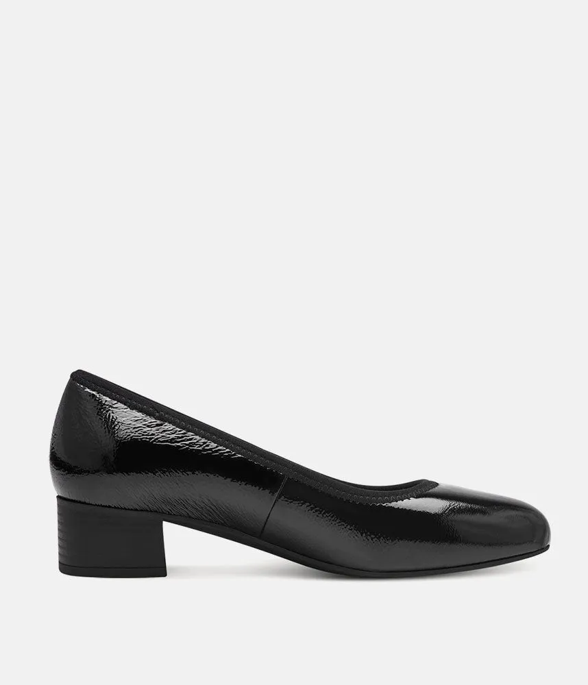 Tamaris Versatile Black Patent Wide Fit Court Shoes
