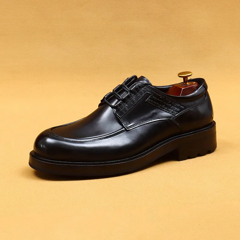 Top Layer Cowhide Men's Leather Shoes Business Casual Shoes Men's Shoes Round Head Genuine Leather British Retro Rub Colored Dress Shoes89622