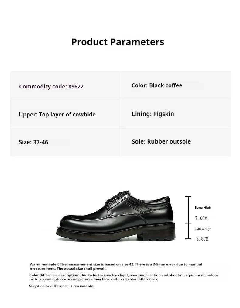 Top Layer Cowhide Men's Leather Shoes Business Casual Shoes Men's Shoes Round Head Genuine Leather British Retro Rub Colored Dress Shoes89622