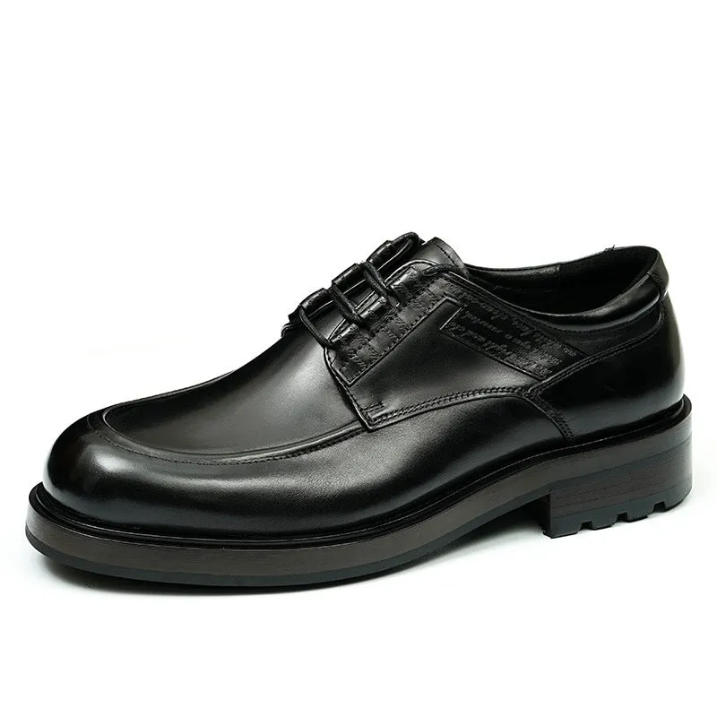 Top Layer Cowhide Men's Leather Shoes Business Casual Shoes Men's Shoes Round Head Genuine Leather British Retro Rub Colored Dress Shoes89622