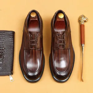 Top Layer Cowhide Men's Leather Shoes Business Casual Shoes Men's Shoes Round Head Genuine Leather British Retro Rub Colored Dress Shoes89622