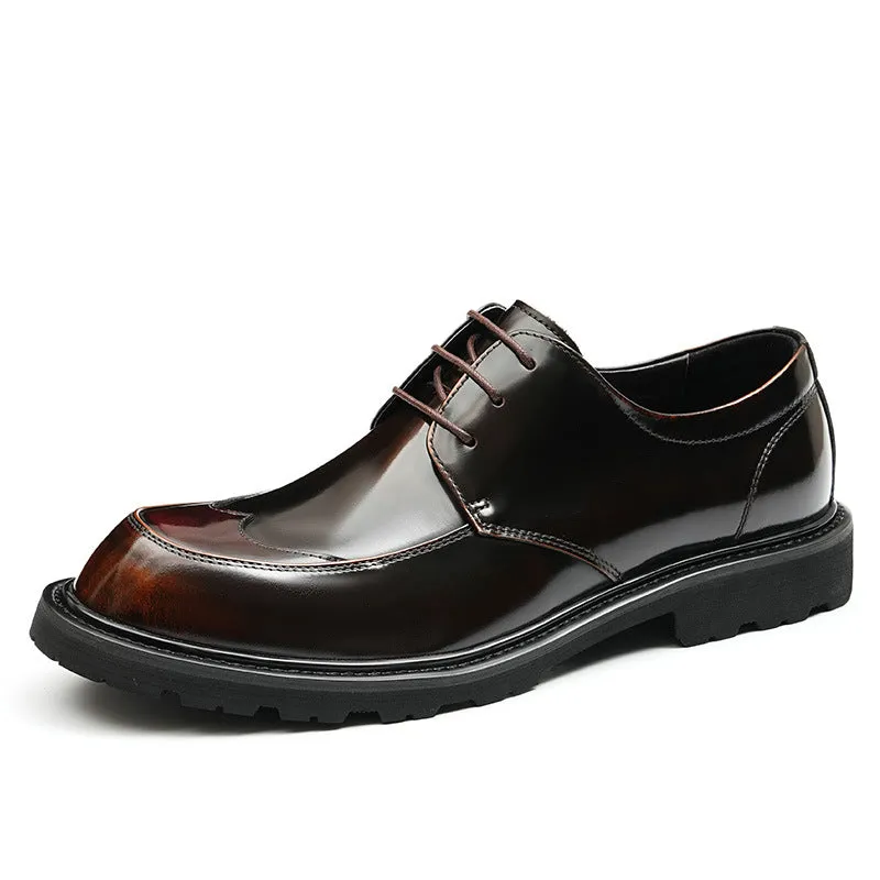 Top Layer Cowhide Men's Leather Shoes Patent Leather Glitter Tied Leather Shoes Men's Genuine Leather England Style Pointed Toe Business Formal Wear Derby Men's Shoes23696