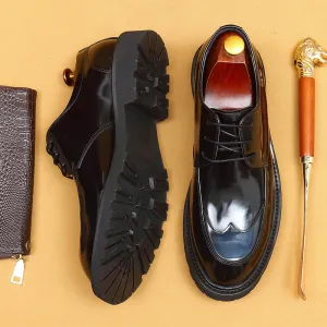 Top Layer Cowhide Men's Leather Shoes Patent Leather Glitter Tied Leather Shoes Men's Genuine Leather England Style Pointed Toe Business Formal Wear Derby Men's Shoes23696