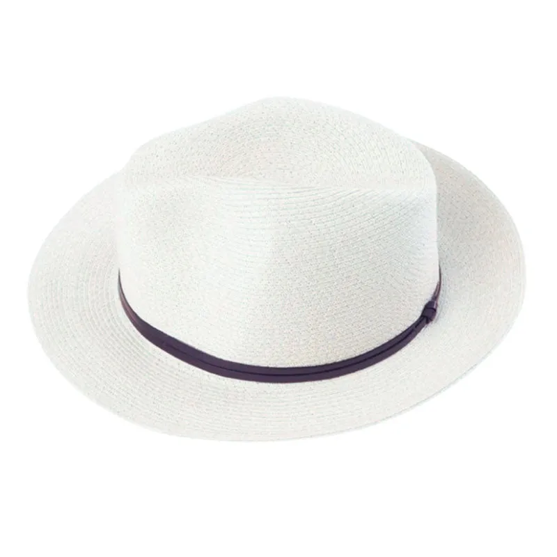 TRAVAUX EN COURS Plaited Paper Hat with Ribbon in Ecru