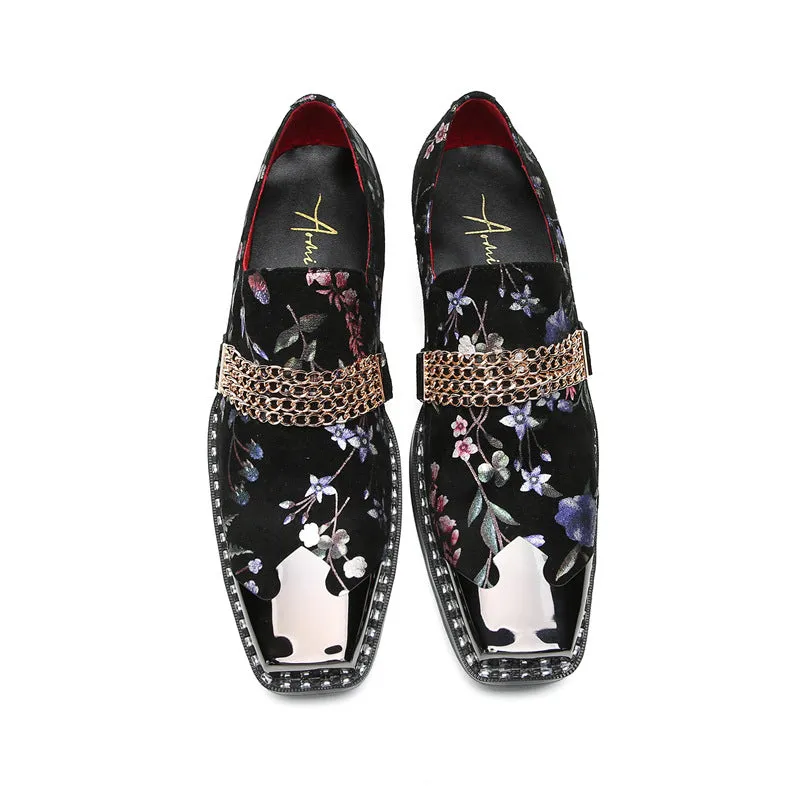 Trend Cowhide British Style Men's Square Head Small Leather Shoes Fashion Shiny Derby Shoes Casual Leather Shoes Business Men's Shoes