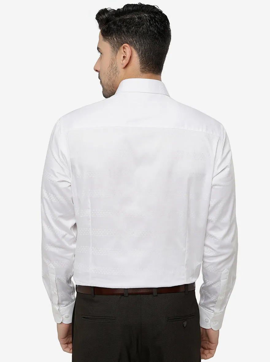 White Solid Slim Fit Formal Shirt | Metal