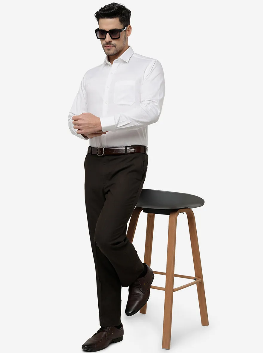 White Solid Slim Fit Formal Shirt | Metal