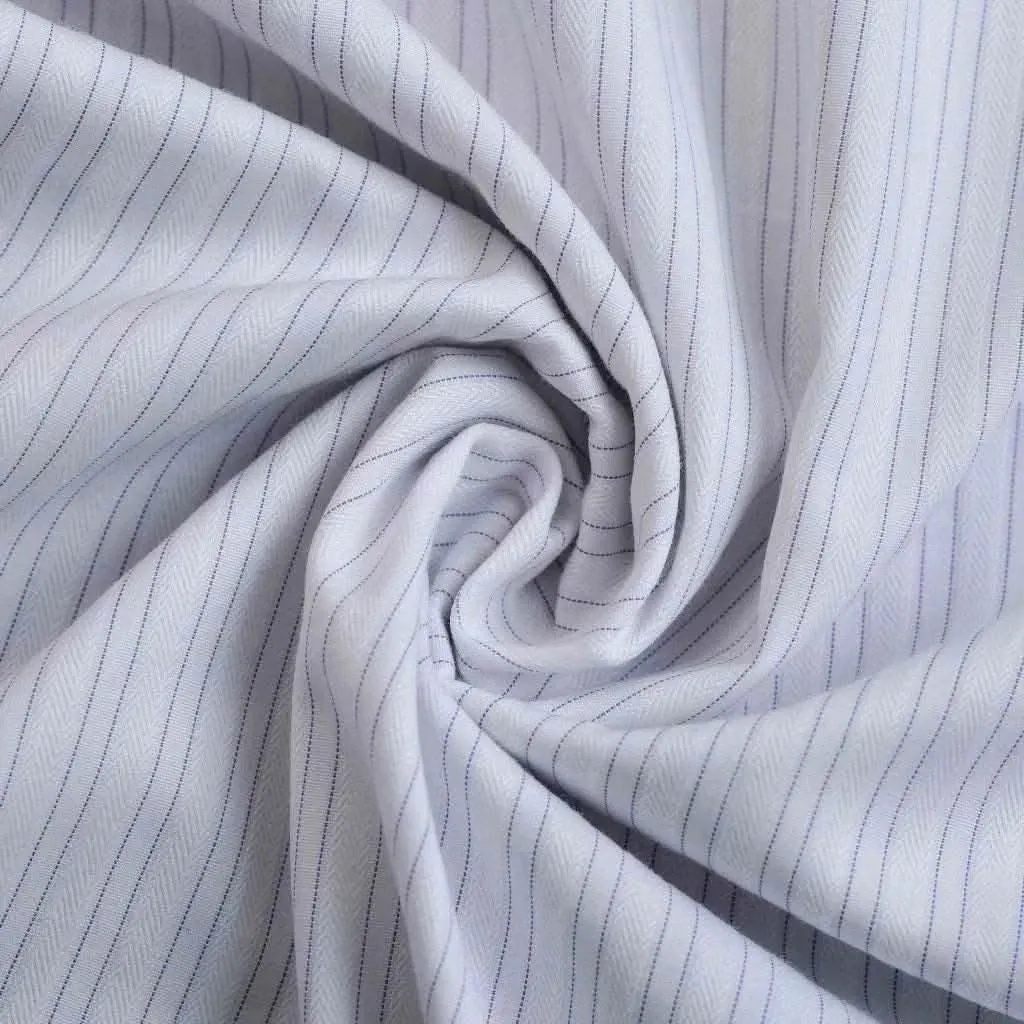 White Textured With Purple Pin Strip Shirt