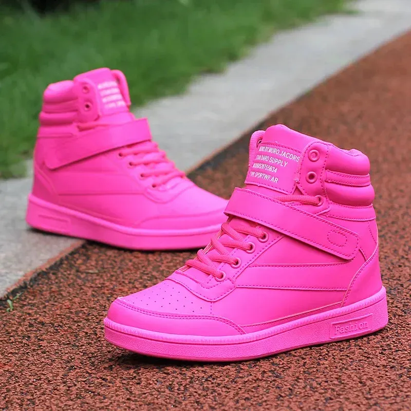 Woman Breathable High Top Black White Boots Shoes Women Casual Sport Shoes Platform Hidden Increasing Sneakers Leather Shoe