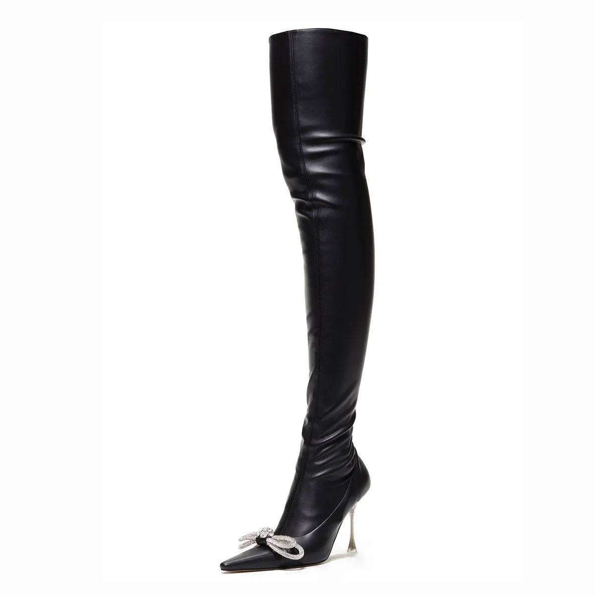 Women over knee thigh high stretch leather boots
