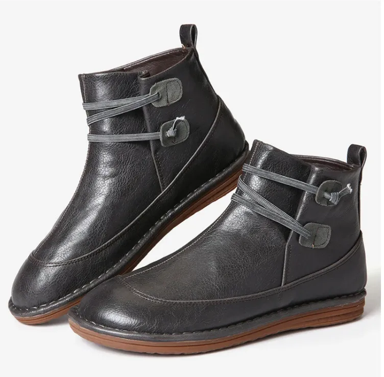 Womens Stitching Slip On Solid Color Slip Resistant Winter Ankle Boots 2022 Shoes
